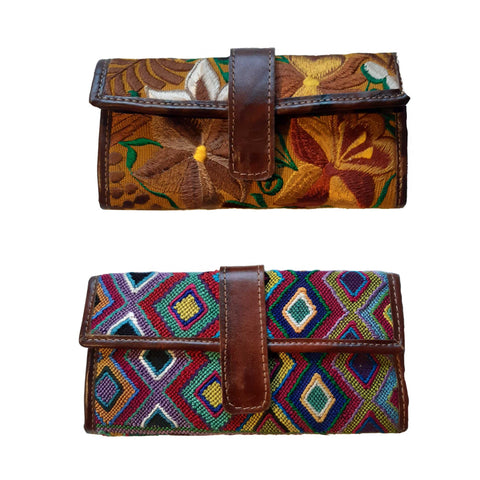 Echtleder Geld- und Ausweistasche – Handgefertigt | farbige Motive