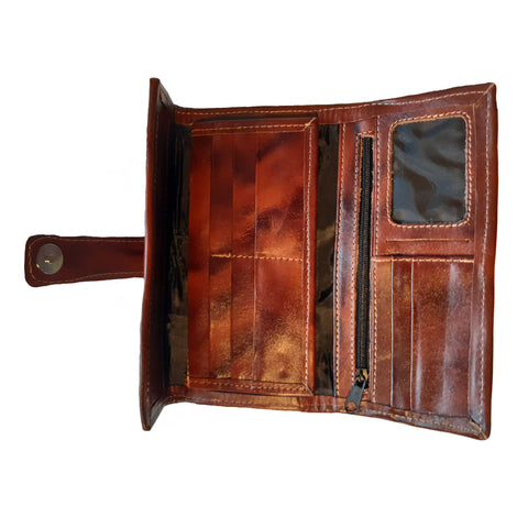 Echtleder Geld- und Ausweistasche – Handgefertigt | farbige Motive