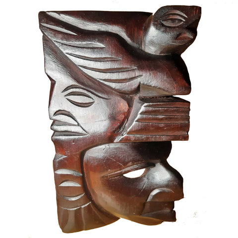 Deko Maske mit traditionellen Maya-Motiven - Holz