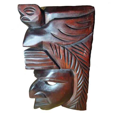 Deko Maske mit traditionellen Maya-Motiven - Holz
