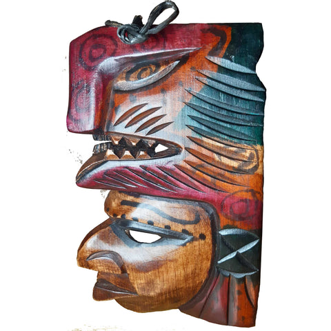 Echtholz Deko Maske 25 cm mit traditionellen Maya-Motiven